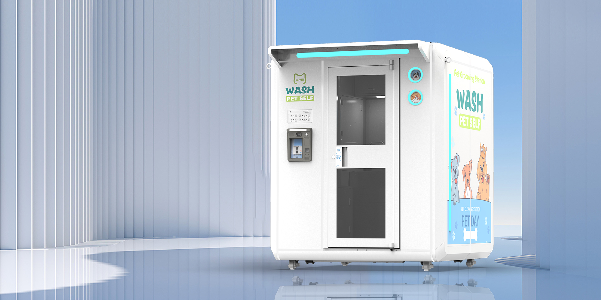 Self-service pet wash station